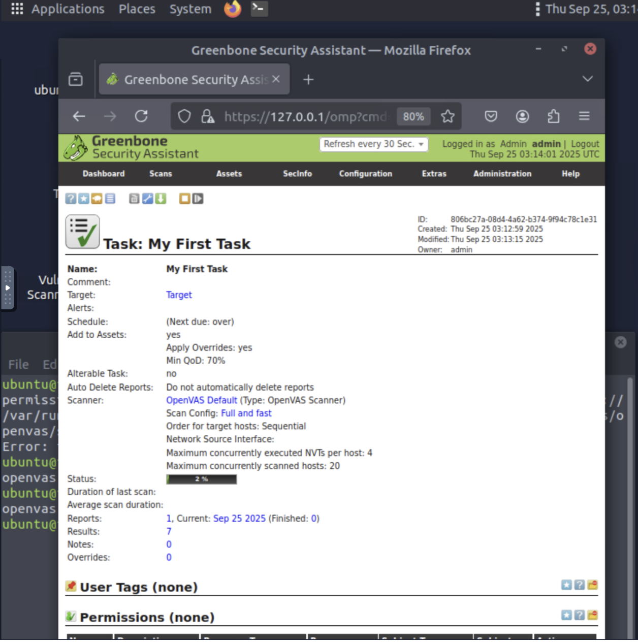 OpenVAS Task Configuration Screenshot