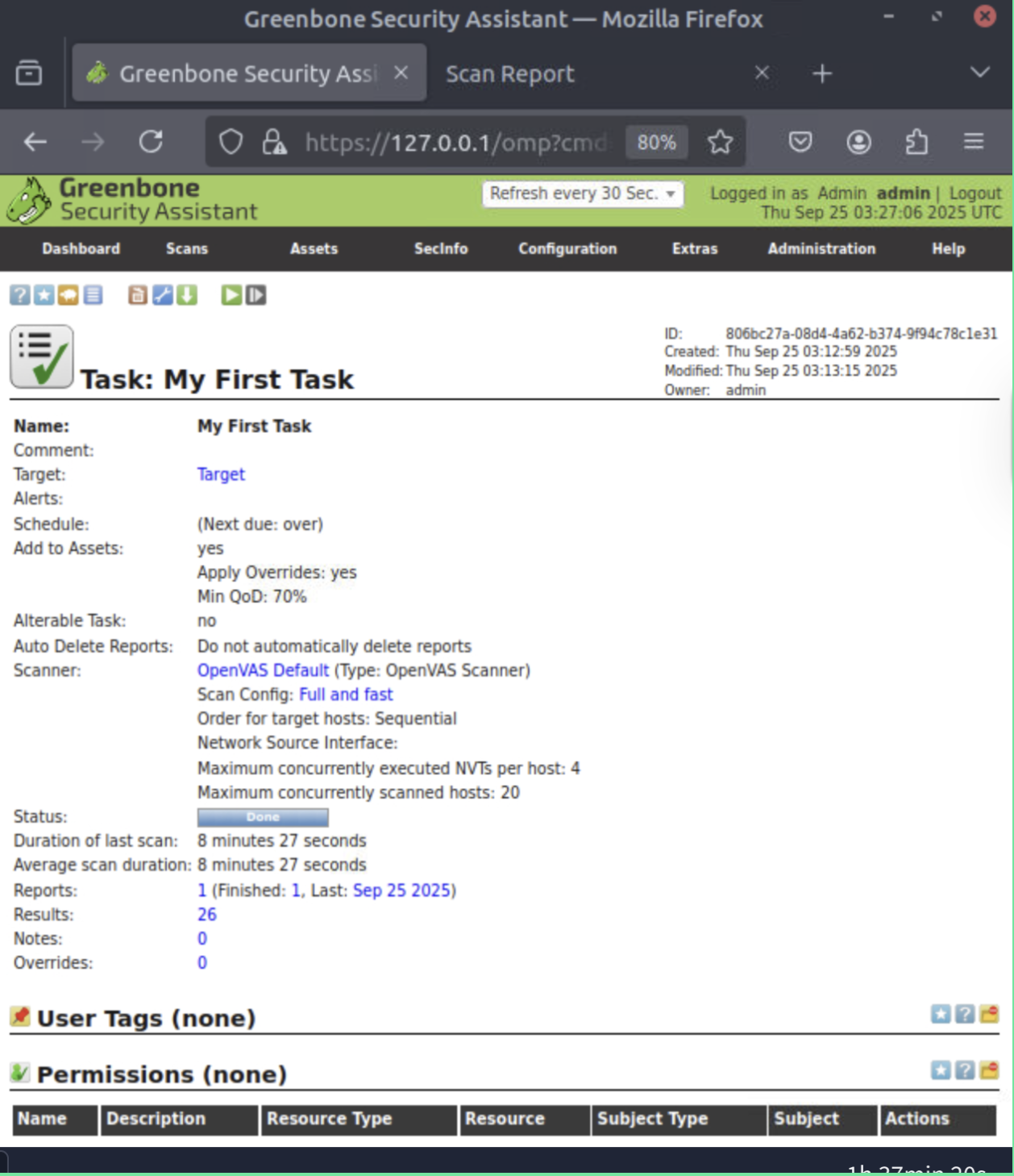 OpenVAS Scan Completion Screenshot