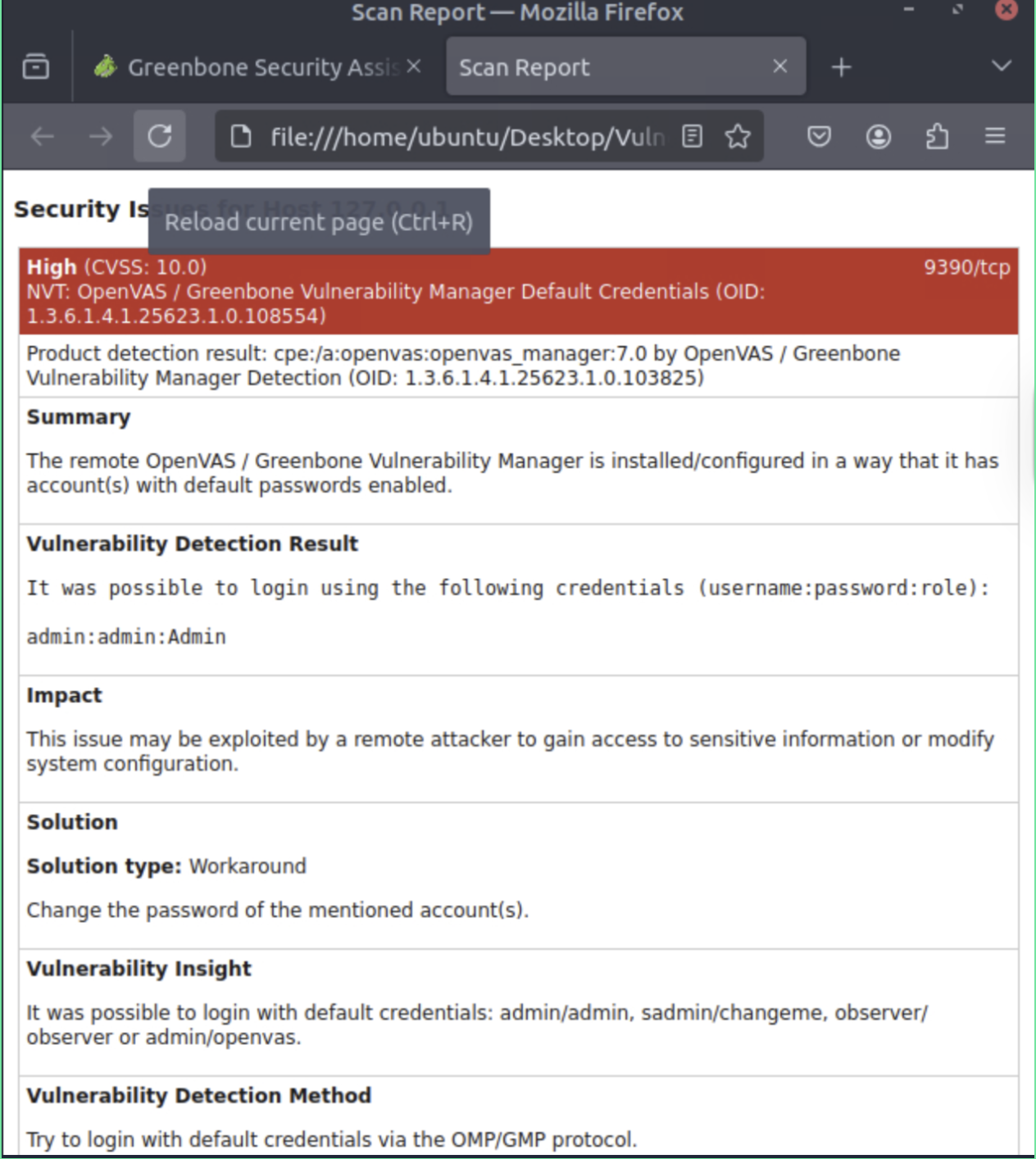 Critical Vulnerability Details Screenshot