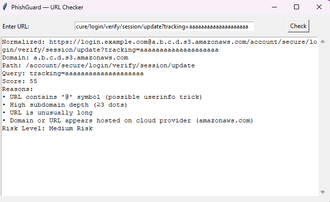 Phishguard GUI screenshot